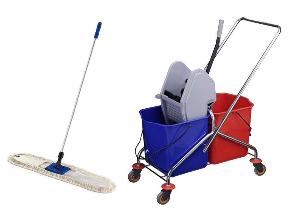 Zestaw Chrom wózek do sprzątania 2x20l mop 80 CM