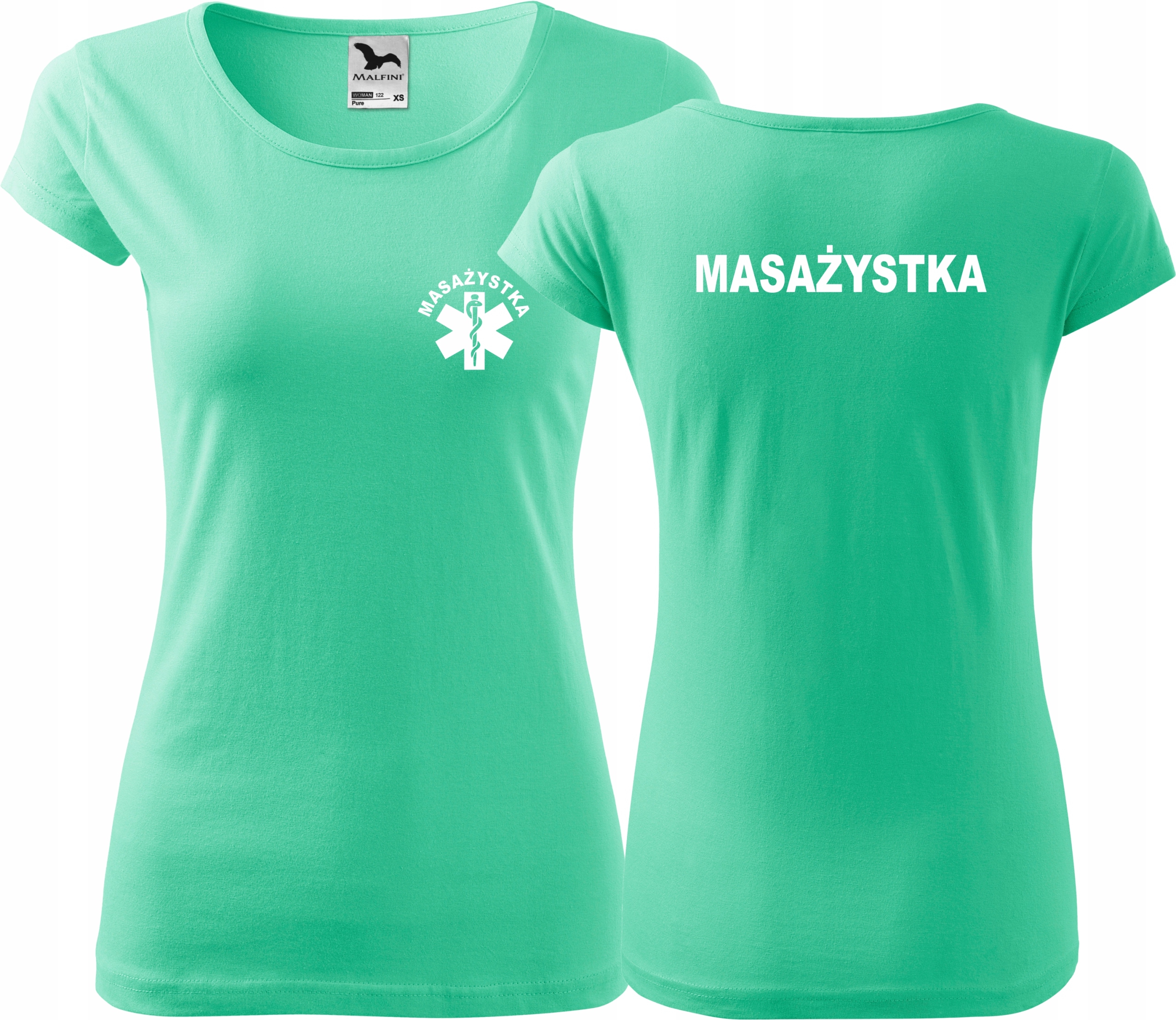 

Koszulka medyczna Pure z nadrukiem Masażystka XL