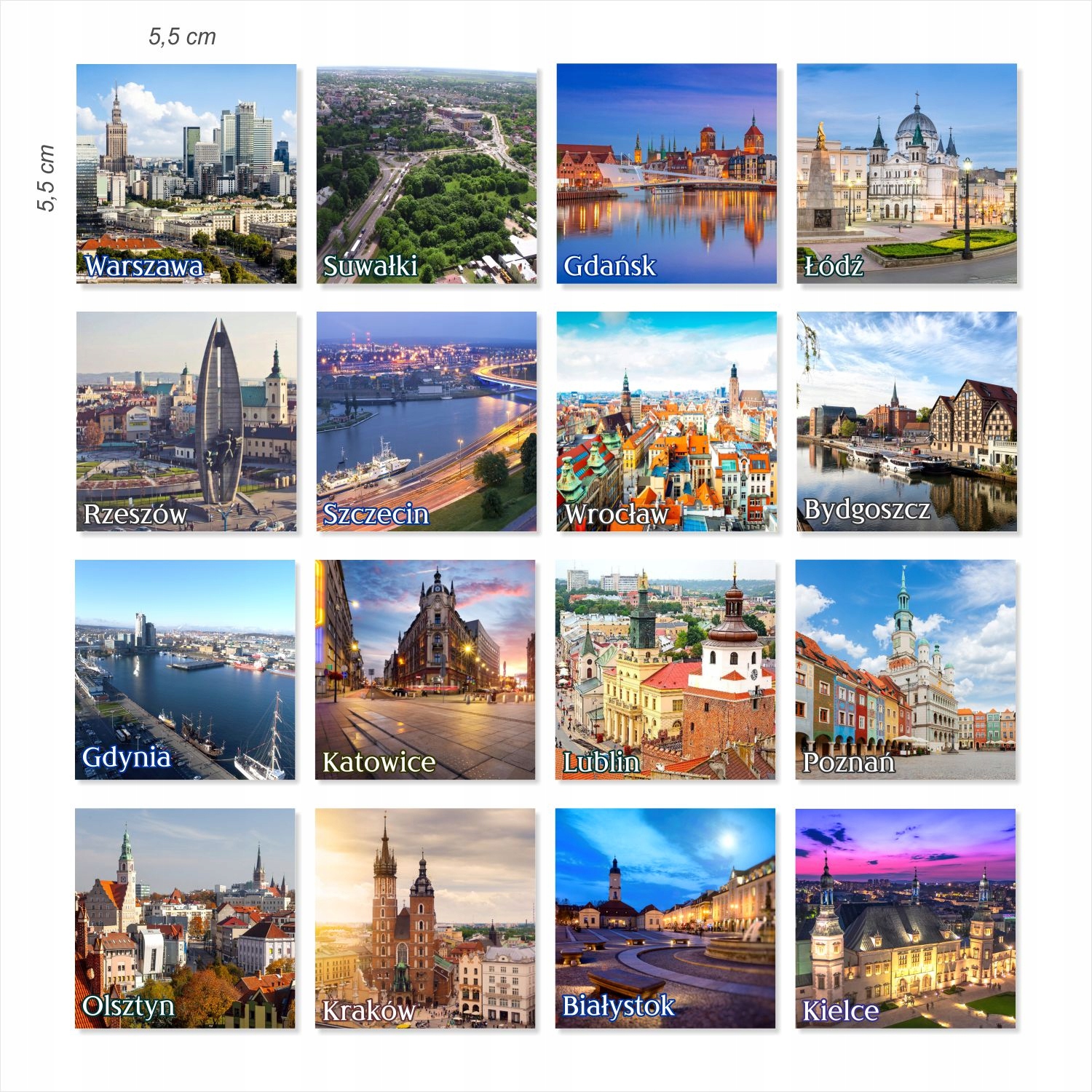 Magnes na lodówkę Polskie miasta 16 szt.