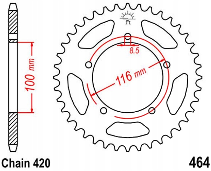 Zadní ozubené kolo Jt R464 44-50Z Kawasaki Kx 60 B