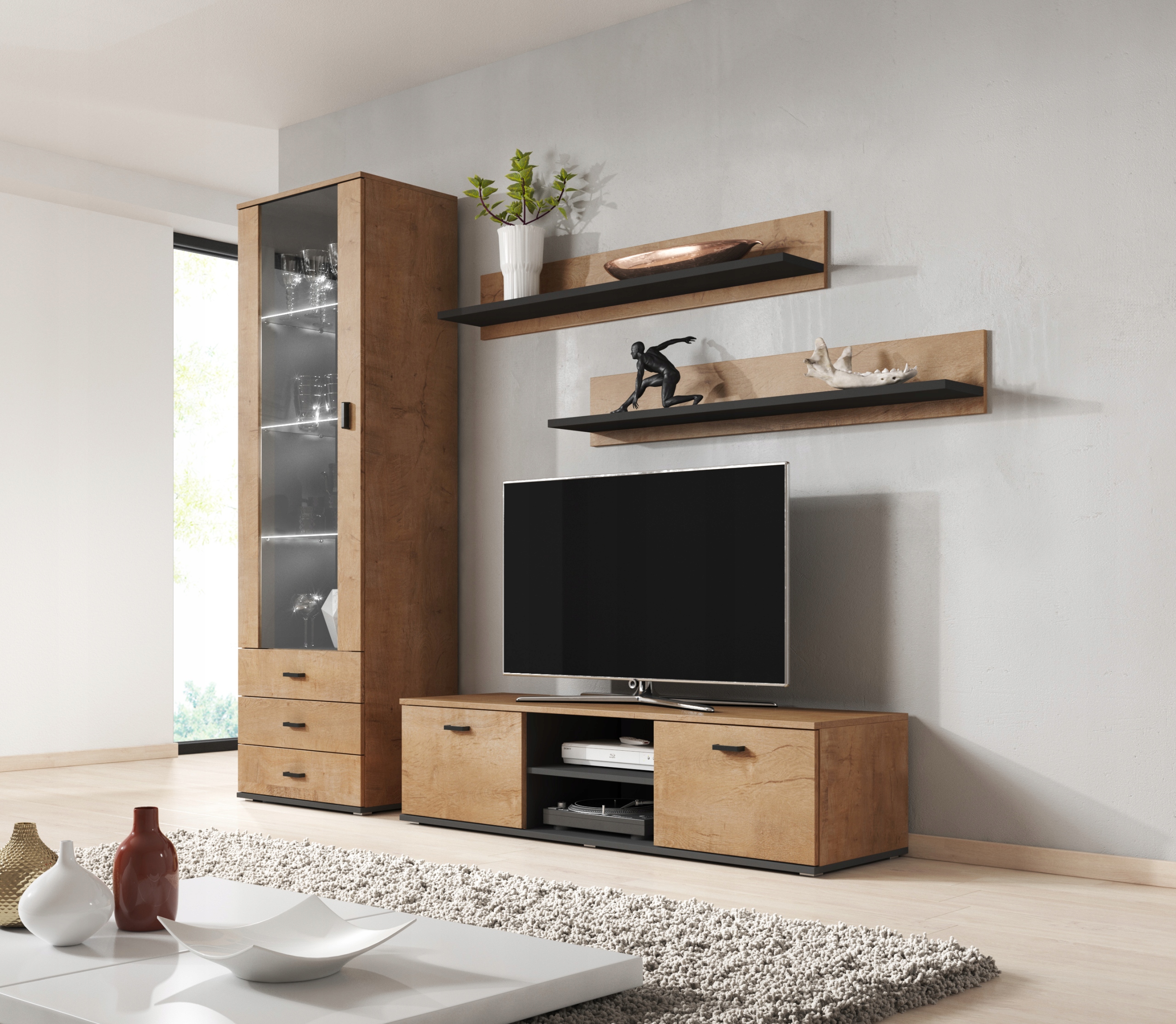 

Zestaw Soho 7 dąb lefkas + czarny Led- Cama Meble