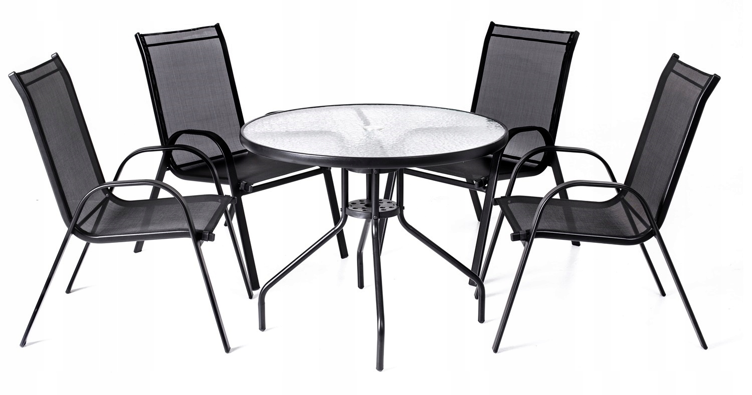MEBLE OGRODOWE ZESTAW TARASOWY SZKLANY STÓŁ 4K Producent MAT-COMPANY