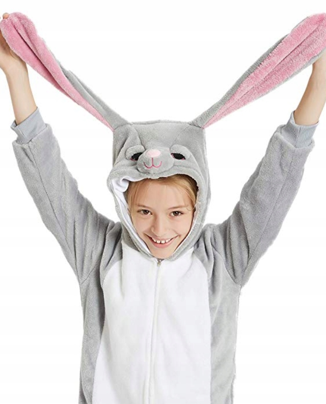 KRÓLIK ZAJĄC USZY DŁUGIE KIGURUMI piżama DRES KOSTIUM STRÓJ 98-104 Rękaw długi rękaw