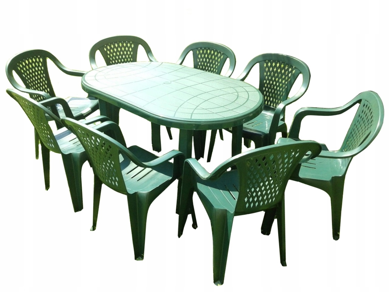MOCNY! ZESTAW 8+1 DUŻY STÓŁ KRZESŁA PLASTIK OGRÓD