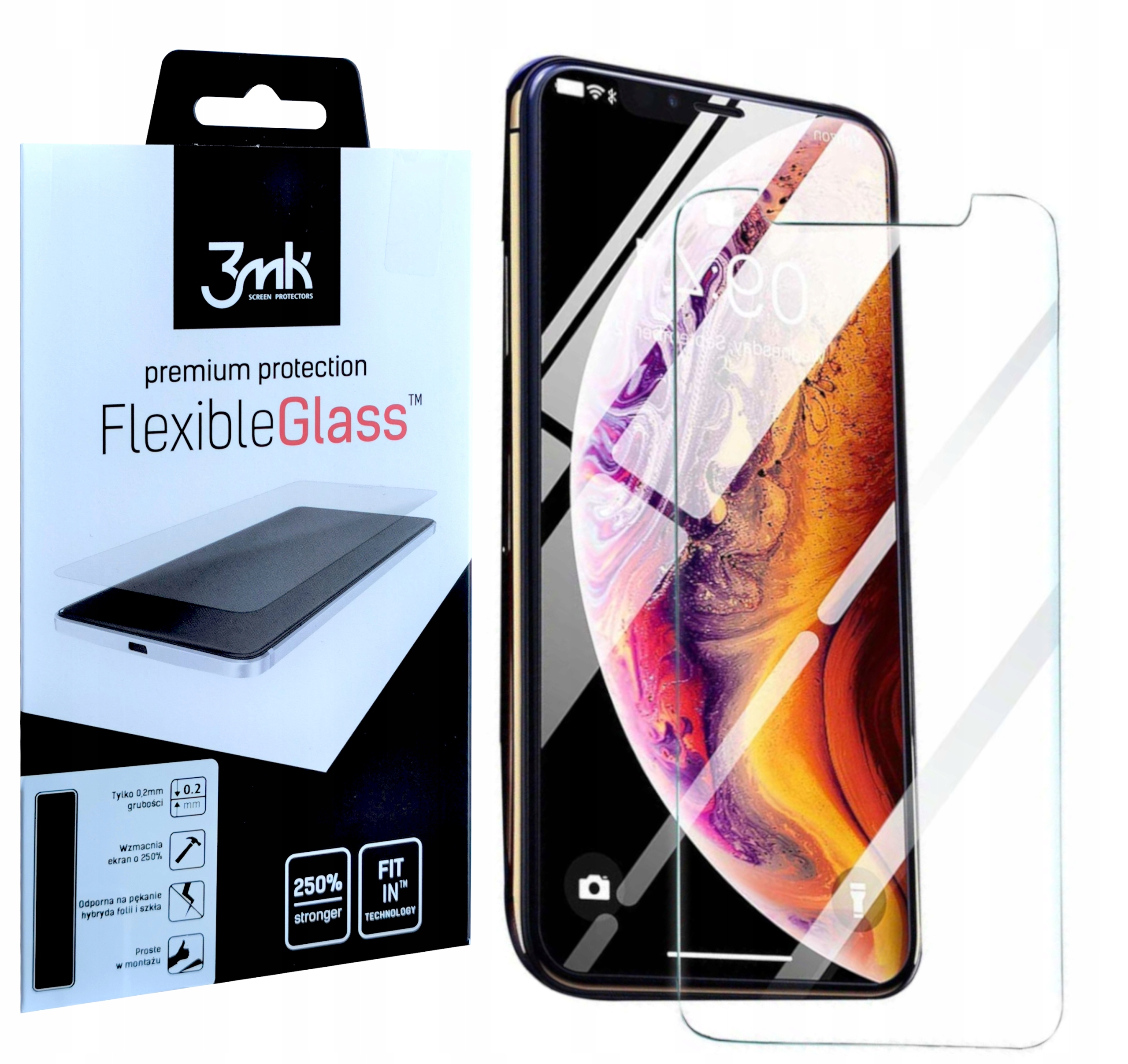 

Niepękające Szkło Hybrydowe Iphone Xs Max 3MK