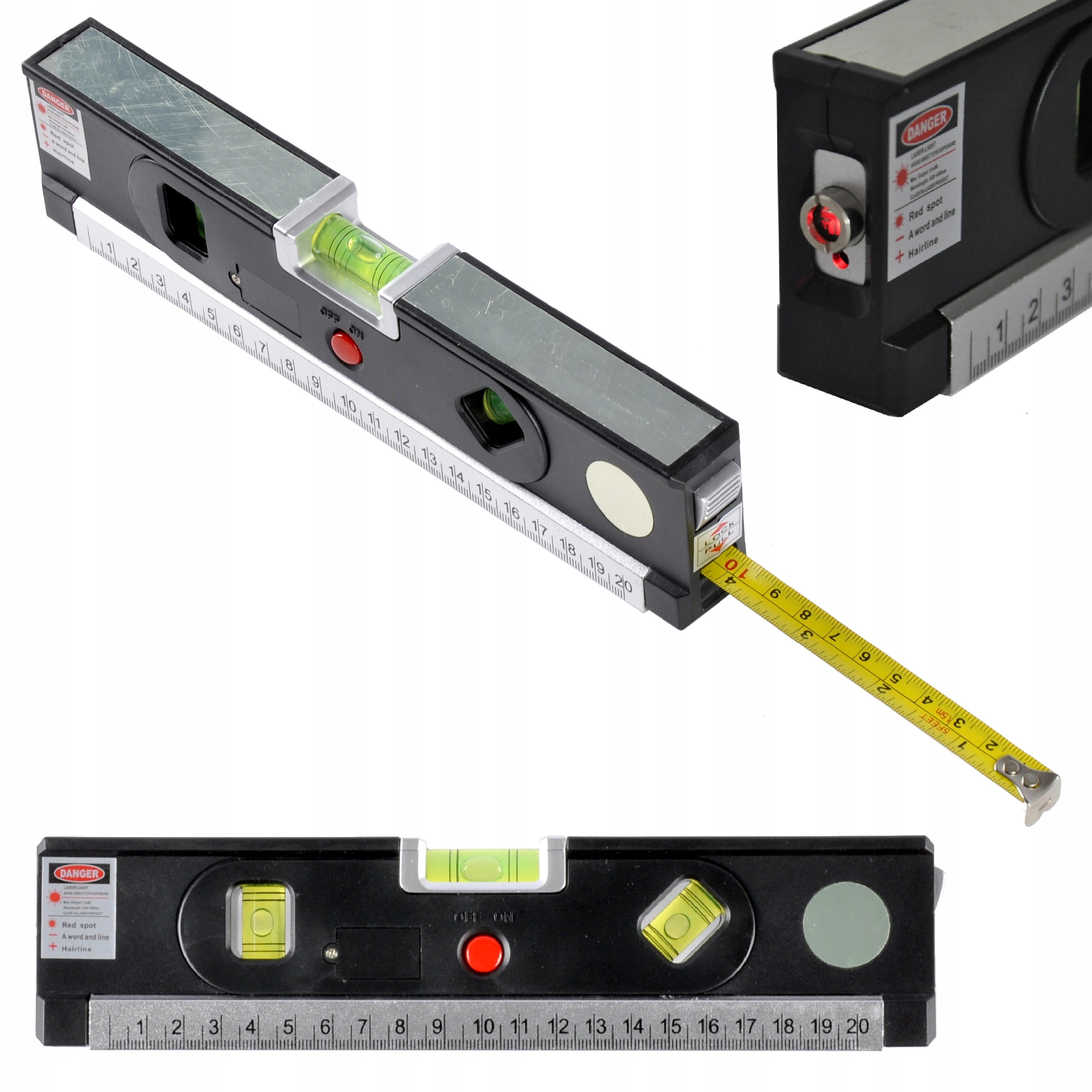 

Poziomica Laserowa Krzyżowa Led Miara 1,5m