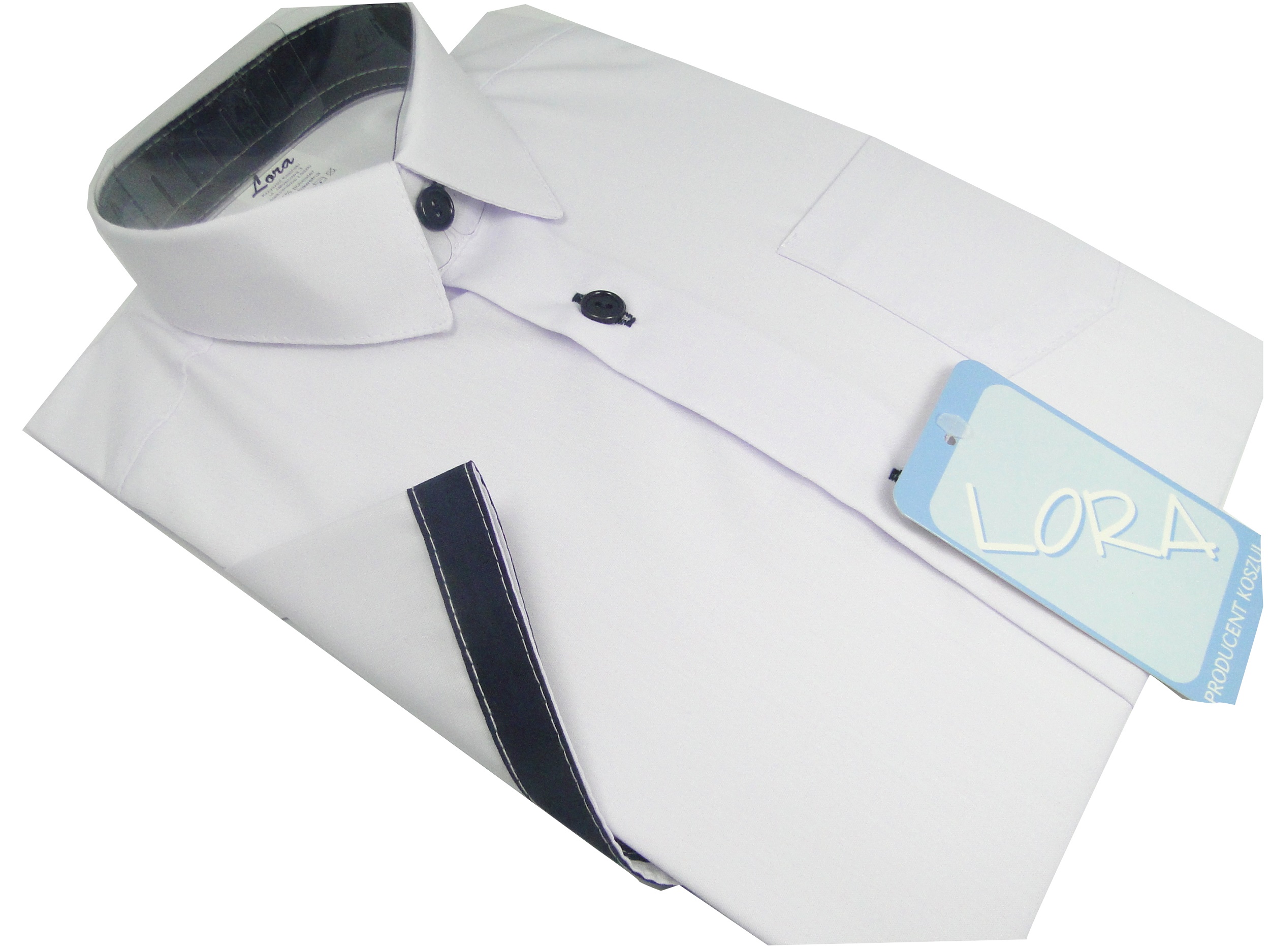 Koszula chłopięca wizytowa biała krótki rękaw 140 Rękaw krótki rękaw