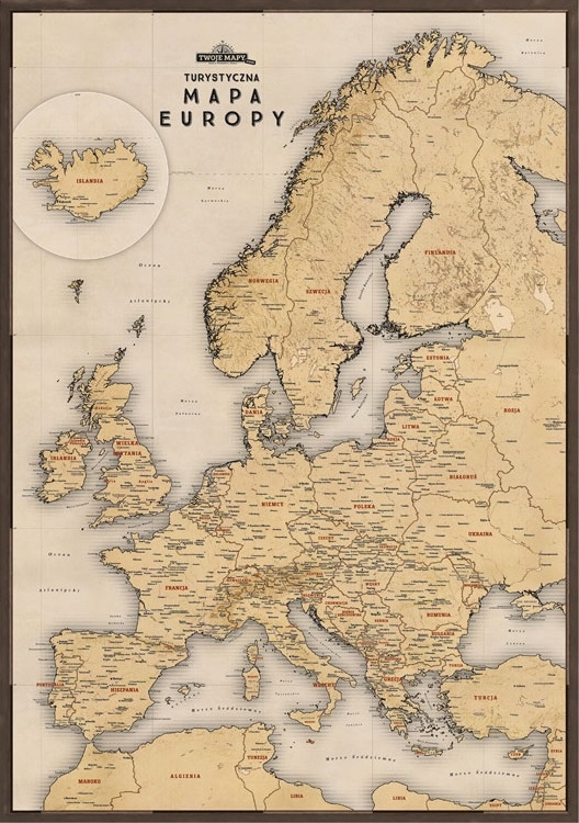 Карта Европы на стену ПОДАРОК ДЛЯ ПУТЕШЕСТВЕННИКА-РЕТРО