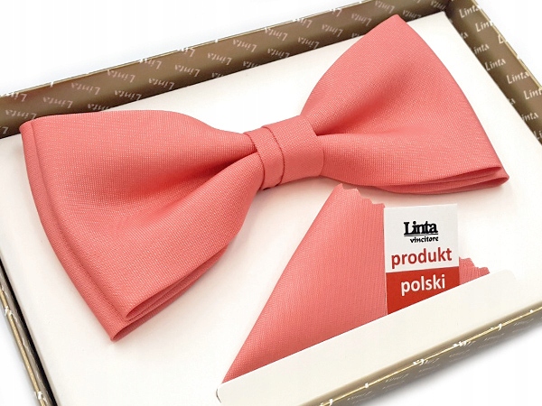 

Mucha / Muszka Męska Koralowa + Poszetka