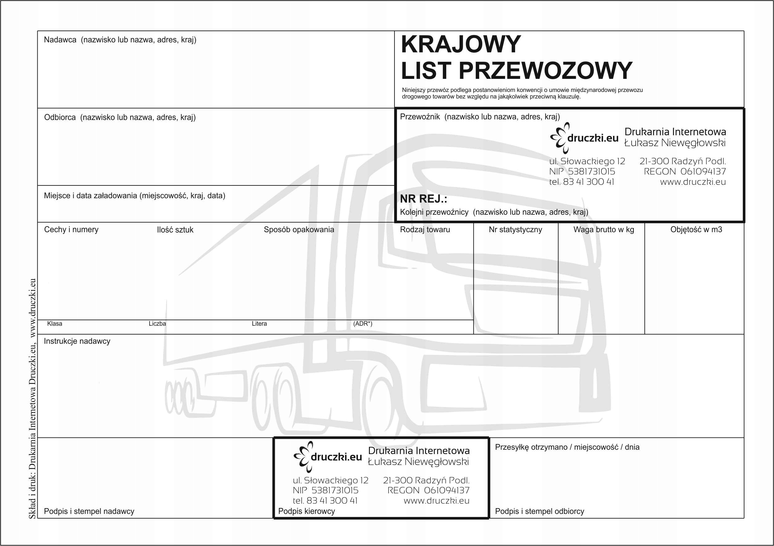 

Krajowy List Przewozowy z Logo firmy