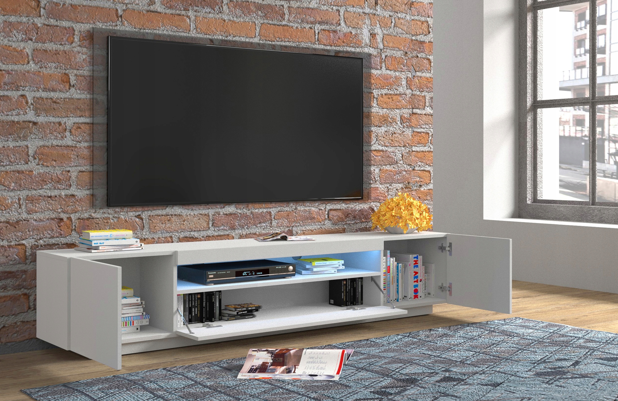 Szafka RTV 200 cm biały mat stojąca Marka inna