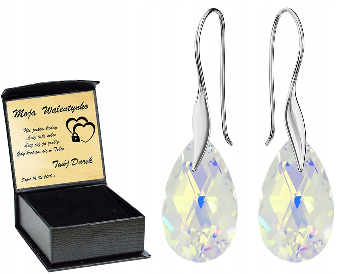 

Srebrne Kolczyki Almond Style Hook Swarovski Grawe