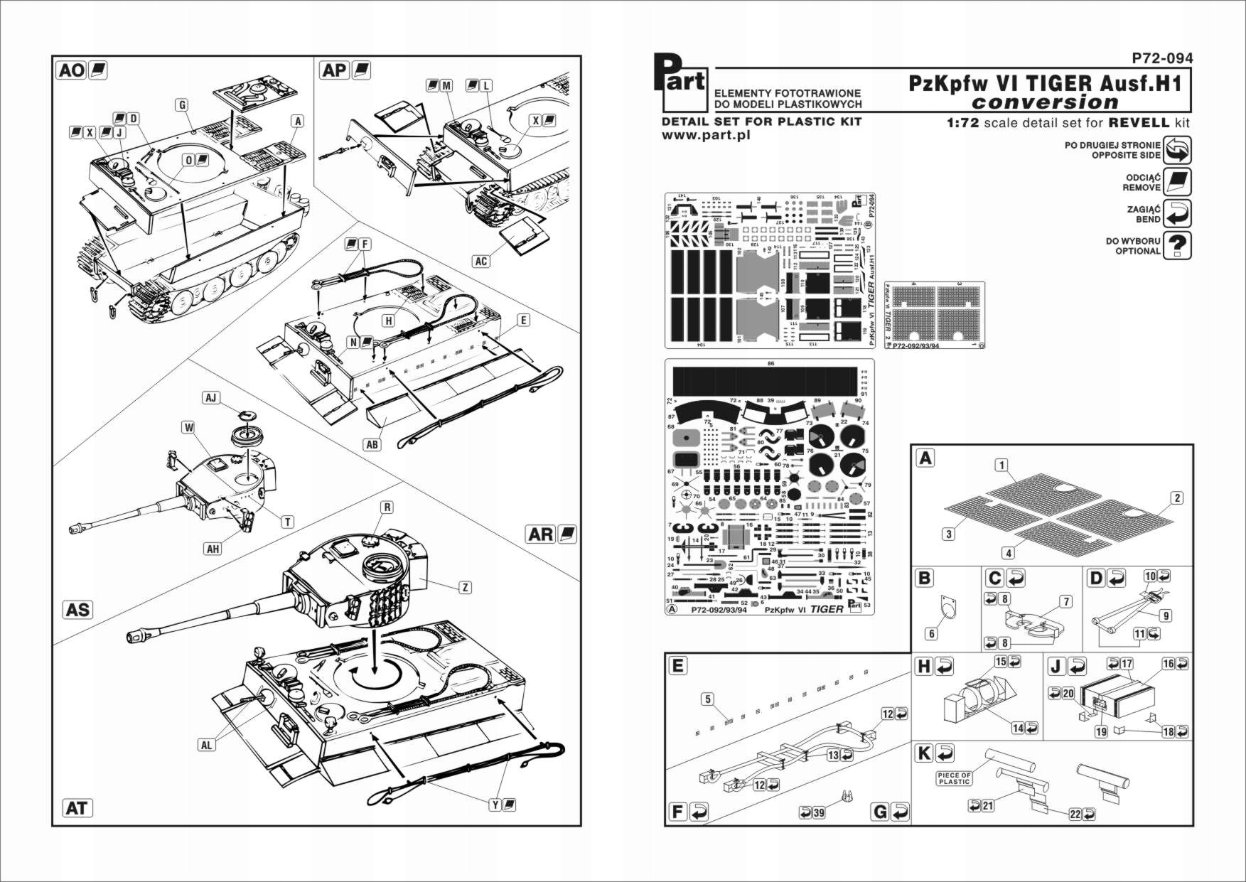Part P72-094 1/72 Tiger I Ausf.H1 konverze (Revell)