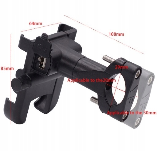 MOTOCYKLOWY UCHWYT + USB ALUMINIOWY 3.0 QC Producent inny