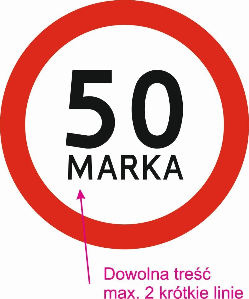 

Znak drogowy Na urodziny 40cm odblask treść indywi