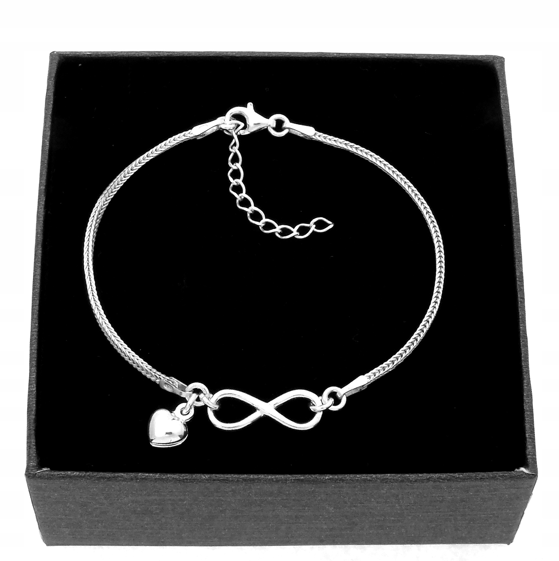 

Infinity I Serce Srebrna Bransoletka Celebrytka