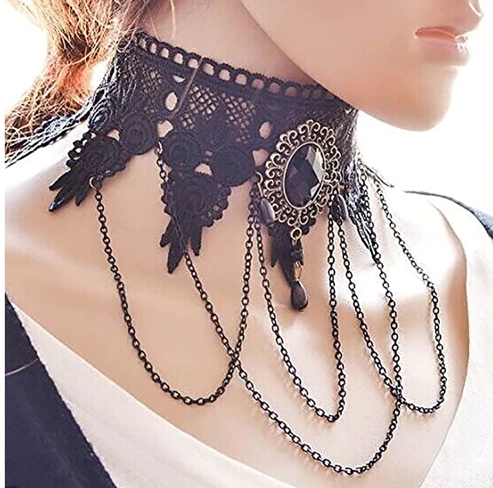 CHOKER KORONKA KAMIEŃ ELEGANCKI Materiał inny materiał