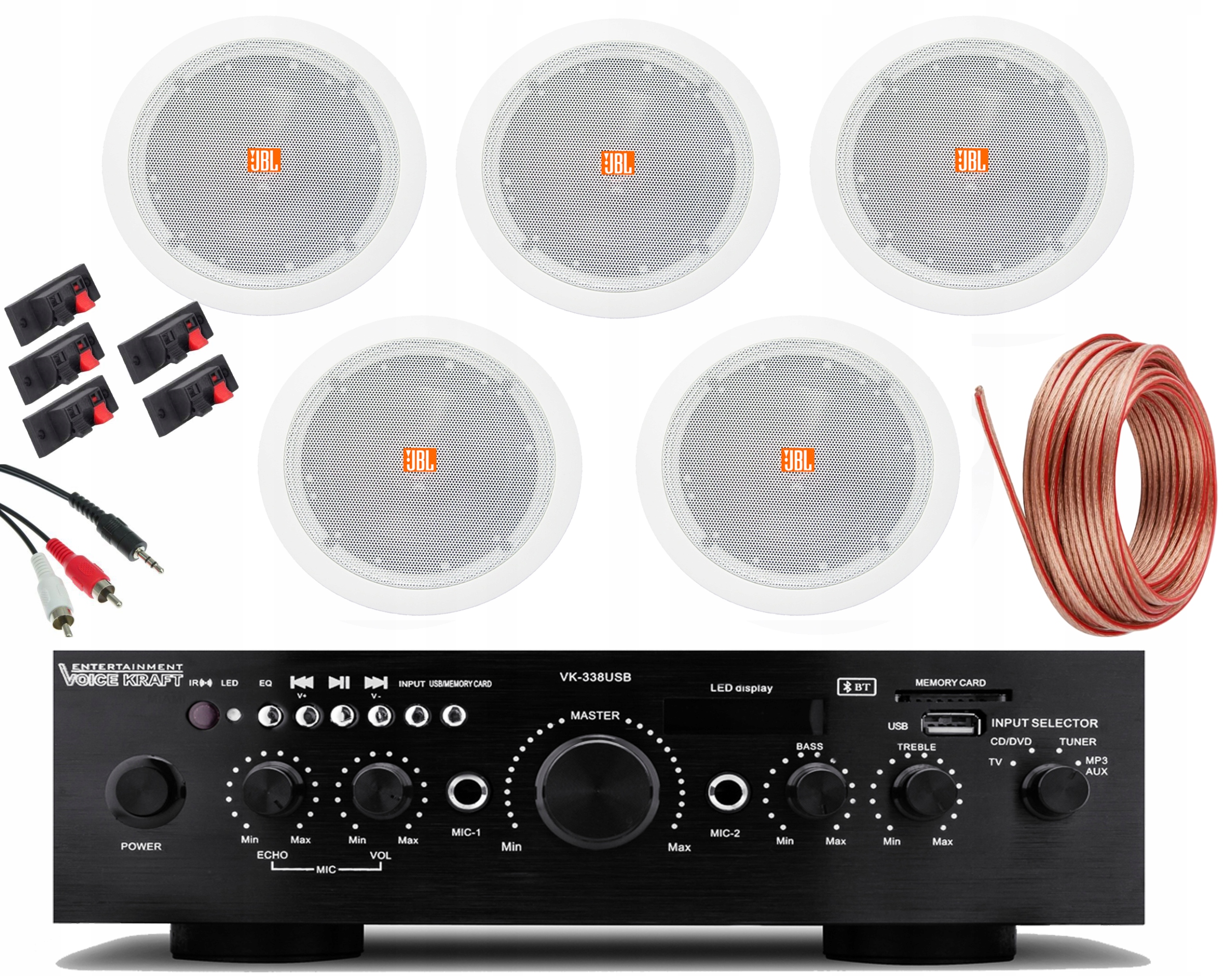 GŁOŚNIKI SUFITOWE JBL 13cm WZMACNIACZ BLUETOOTH RADIO SALON SKLEP KAWIARNIA