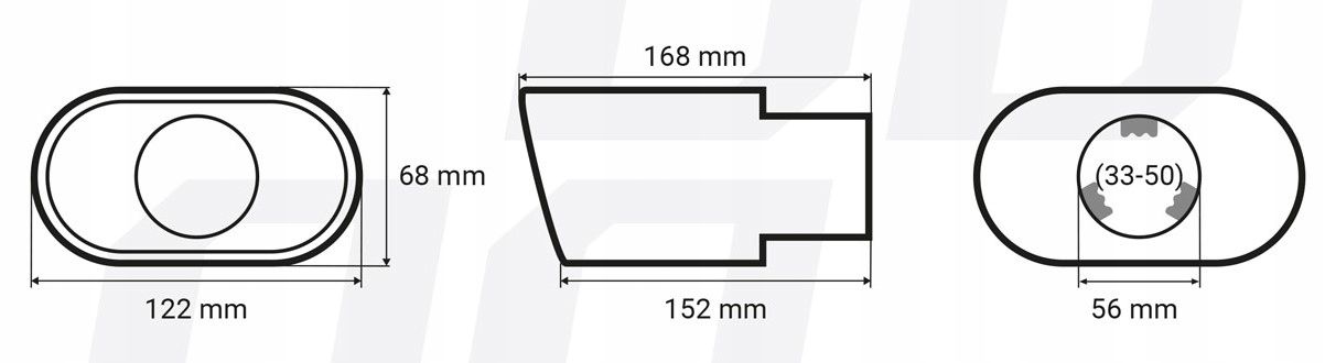 KONCOWKA WYDECHU PLASKA OPALANA INOX DYFUZOR 12 cm Part number MT019BLC