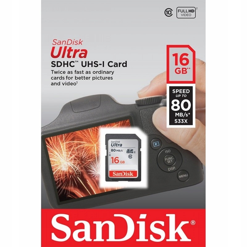 

Karta Sandisk Ultra Sdhc 16GB 80MB/s Uhs 1