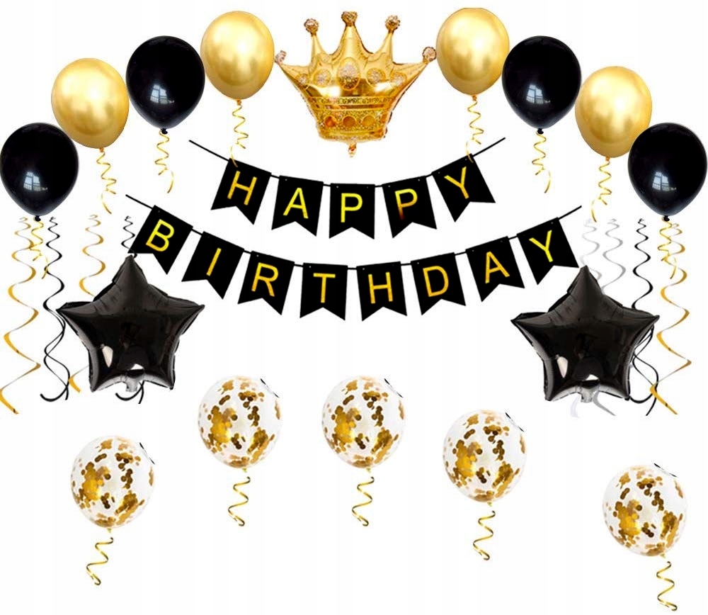 

Zestaw Króla Urodziny Balony Baner Happy Birthday