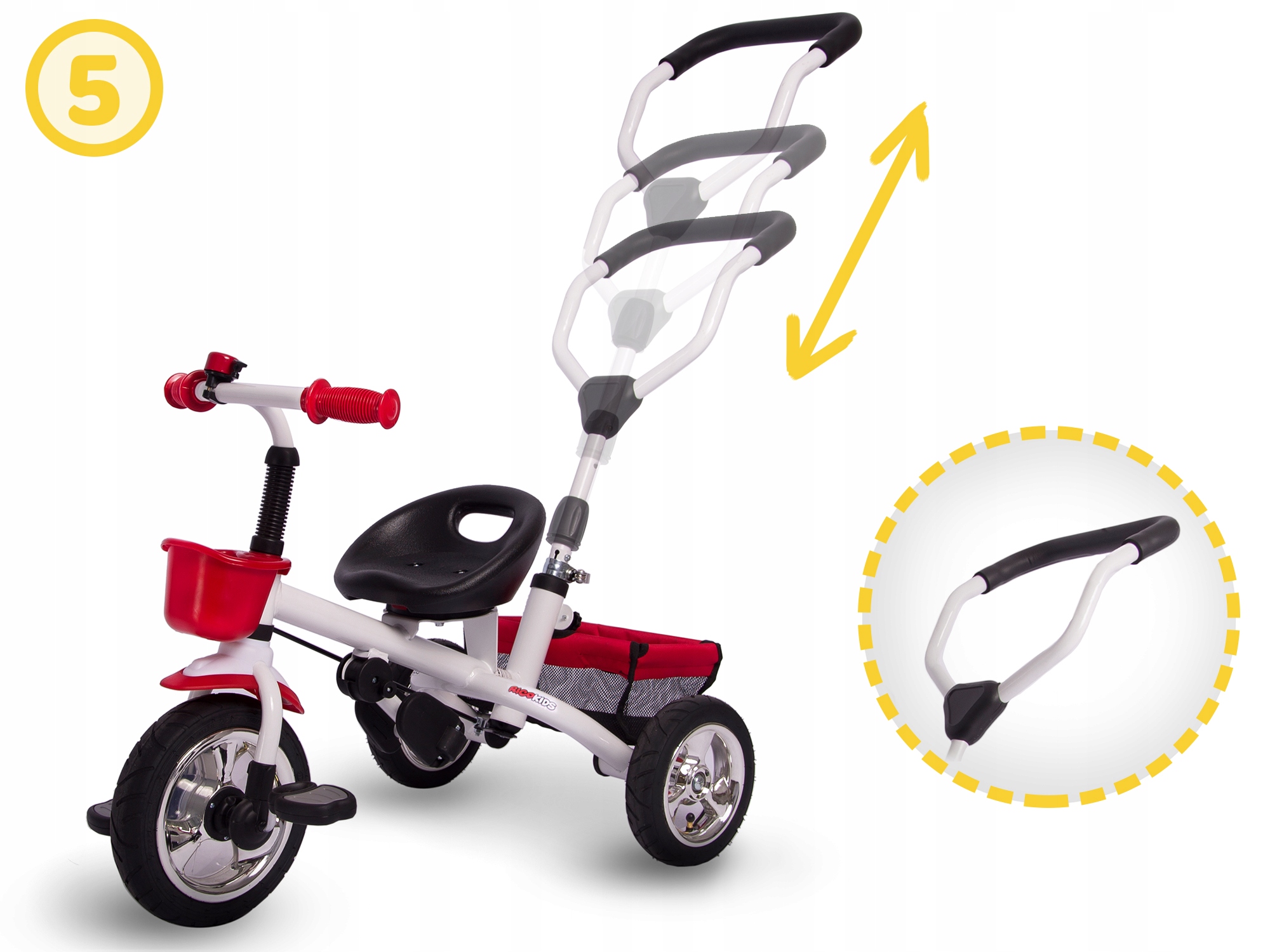 ROWEREK TRÓJKOŁOWY OBRACANY DASZEK KOSZYK 9,6kg Kolor czerwony