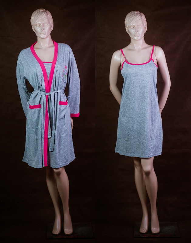 KOMPLET SZLAFROK Z KOSZULĄ NOCNĄ RAMIĄCZKACH ZESTAW BAWEŁNIANY DAMSKI M Marka Inna marka