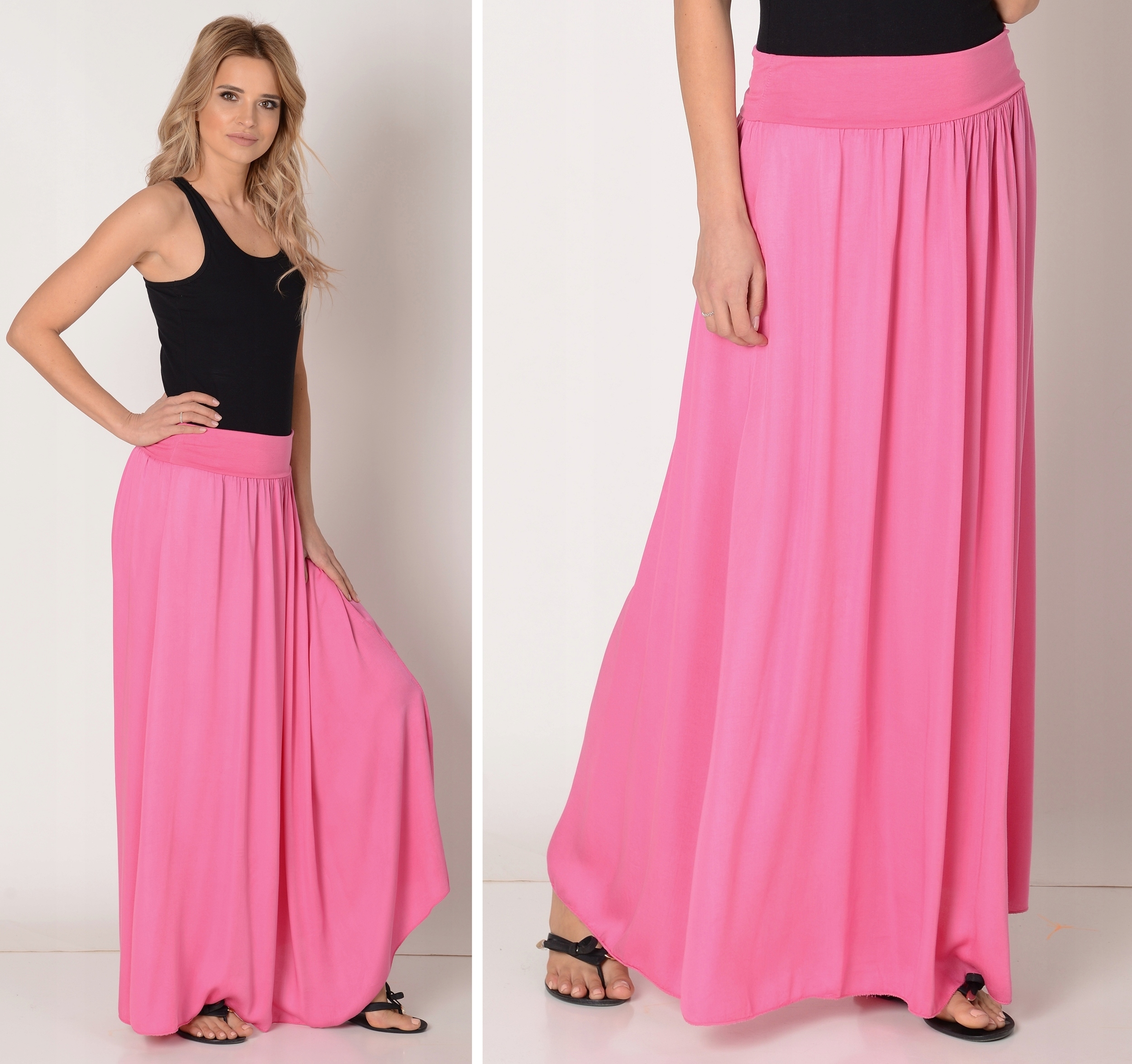 LEKKA DŁUGA SPÓDNICA 2w1 SUKIENKA FUKSJA Wzór dominujący bez wzoru