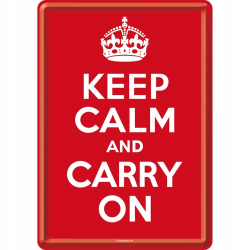 Pocztówka Keep Calm and Carry On 14x10 metal