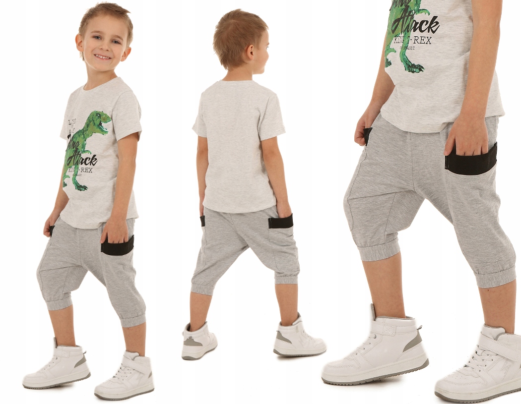 

Baggy, Bojówki 3/4 krótkie spodenki 140-146 Szary