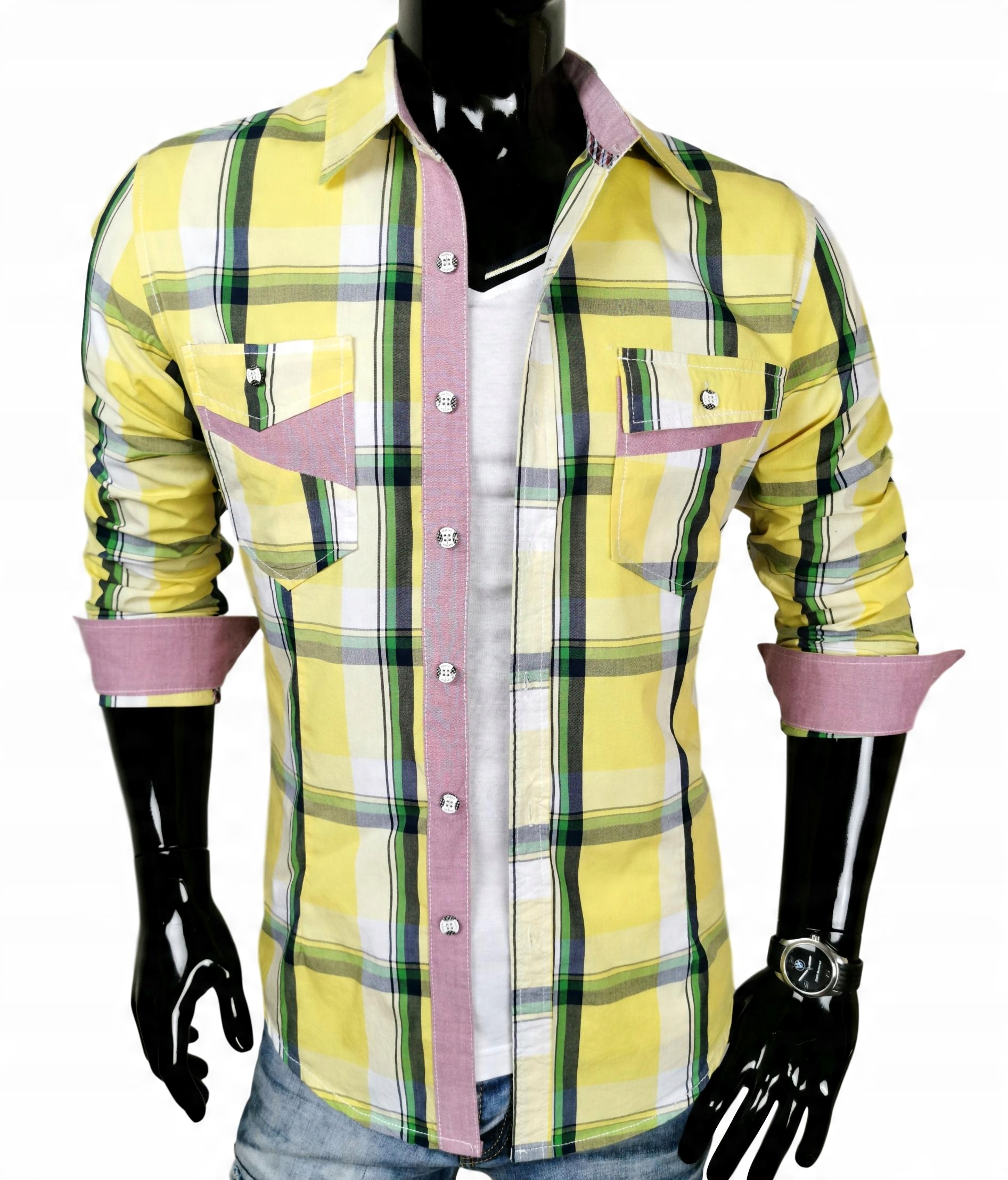 

Koszula Męska _ Krata _ Slim Fit _ KD9 r. XXL
