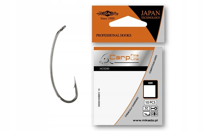 Haczyki Mikado Carp Fine line nr 10 Czarny HC9290