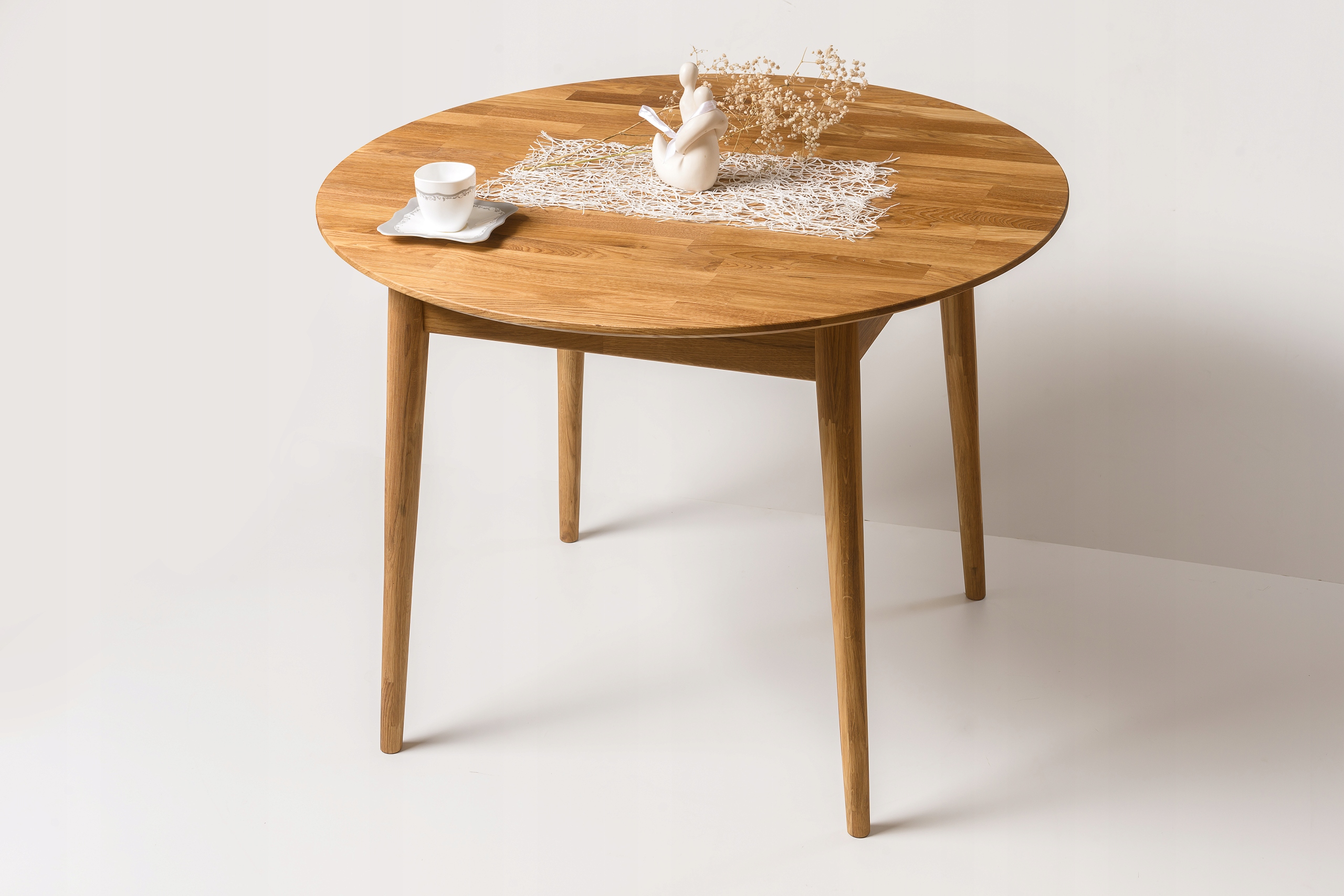 STÓŁ DĘBOWY OKRĄGŁY ROZKŁADANY ŚR 93 cm, LITY DĄB! Marka Mebelink