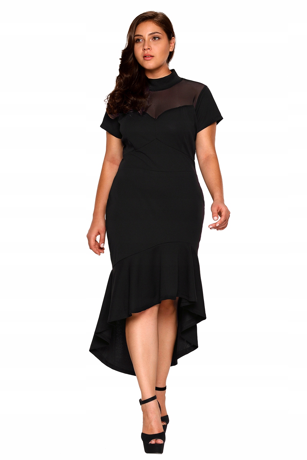 

Sukienka Asymetryczna Czarna Falbanka 4XL-5XL