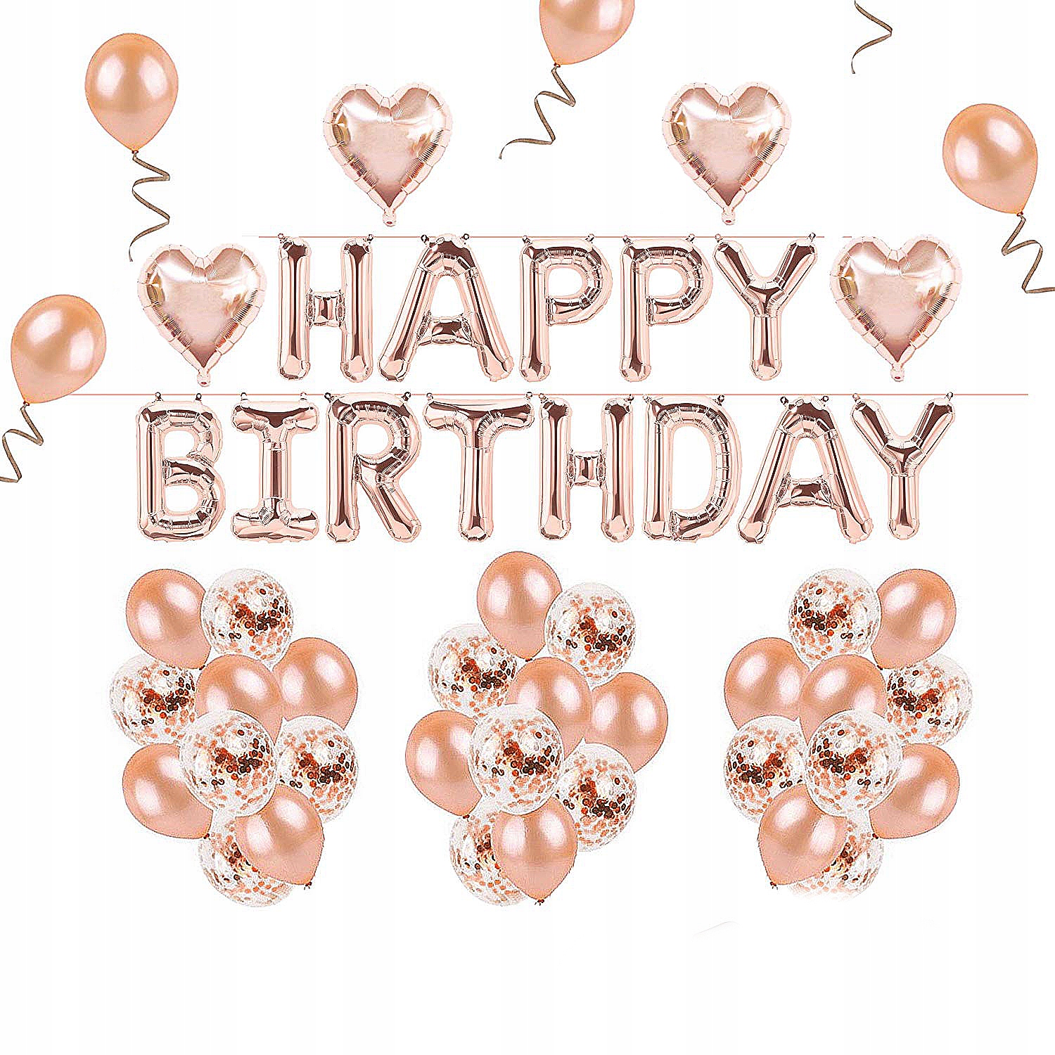 

Zestaw Balony Rose Gold Happy Birthday Uniwersalny