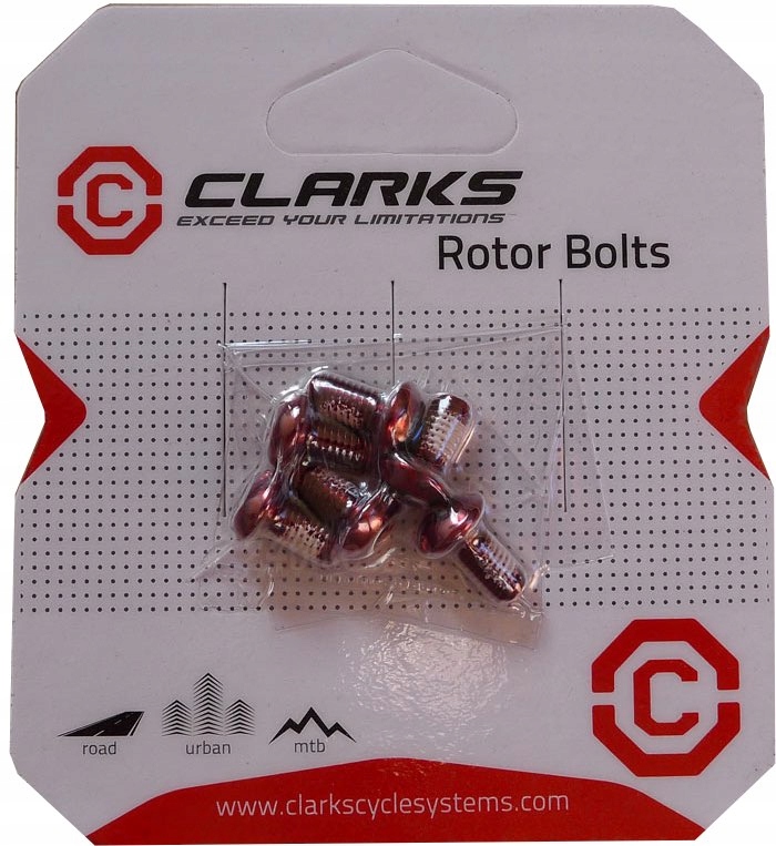 CLARKS śruby do tarcz hamulcowych x6 IS CZERWONE Mocowanie 6 śrub (IS)