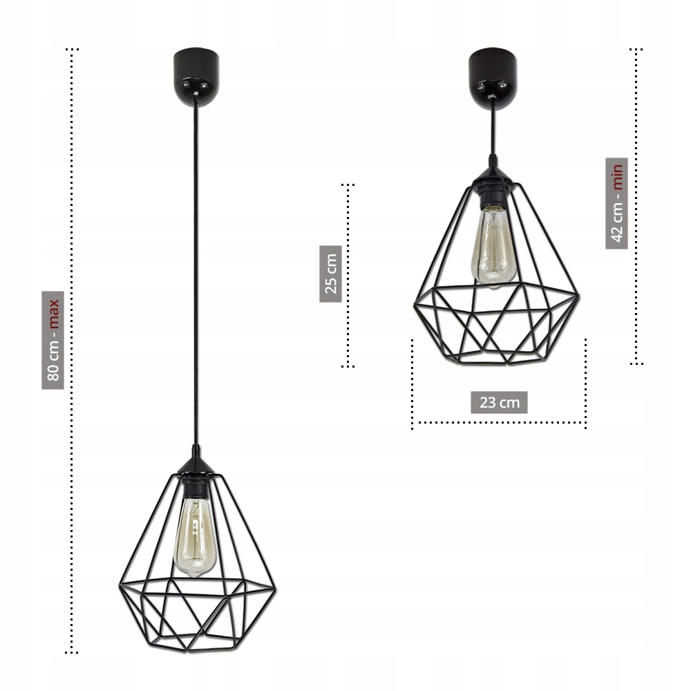 LAMPA SUFITOWA WISZĄCA W STYLU LOFT E27 Z DRUTU Marka Luxolar