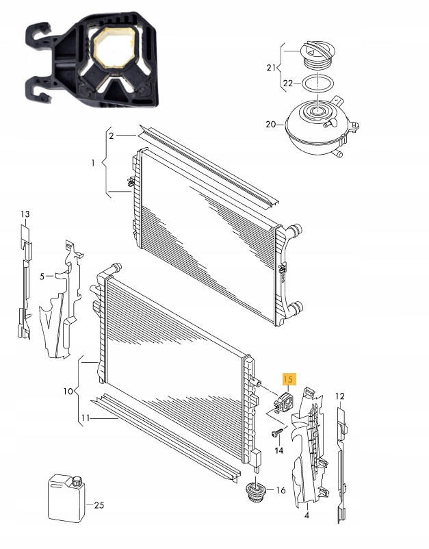 PODUSZKA CHŁODNICY GOLF VII OCTAVIA 3 PASSAT B8 *2 Producent części DPA