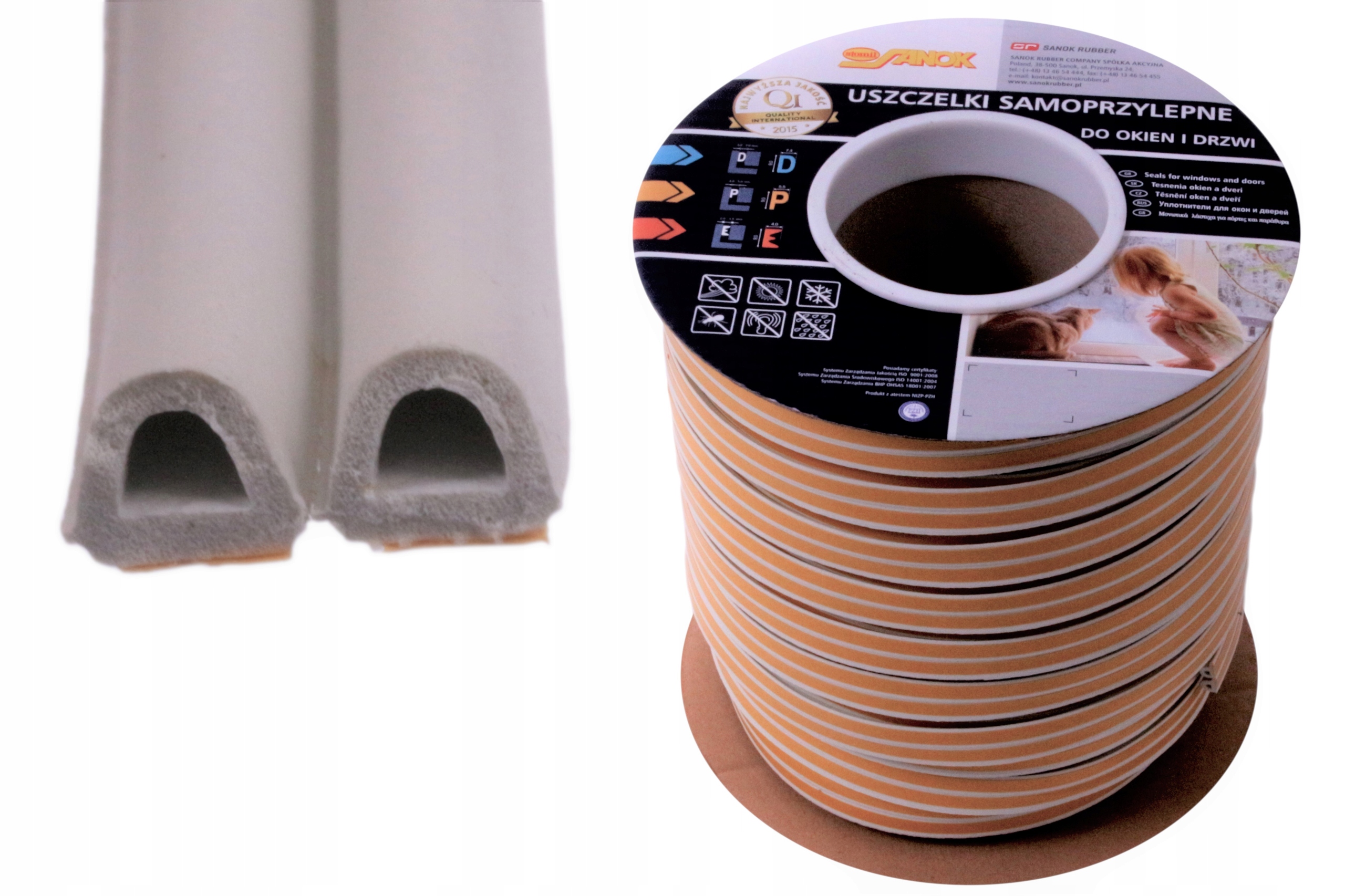 USZCZELKA DO OKIEN I DRZWI PROFIL D 9x7.5 1m BIAŁA