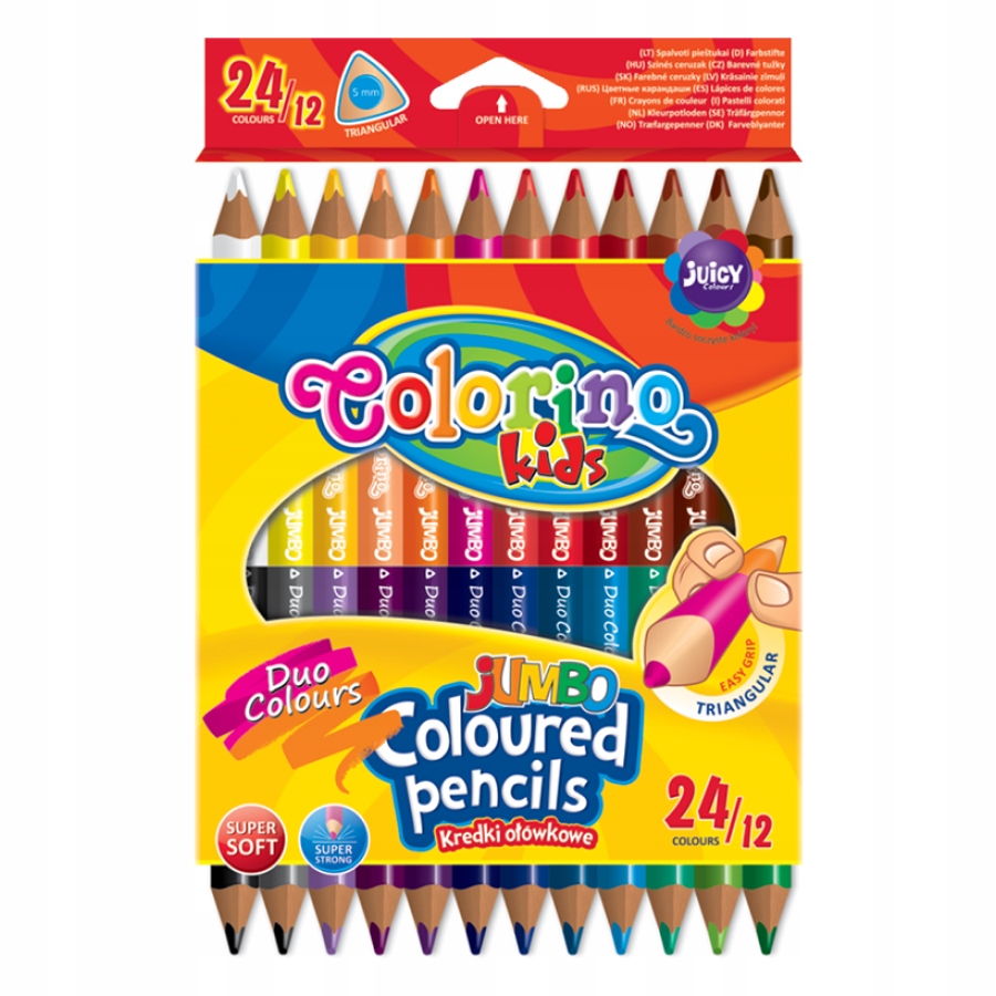

Colorino Kredki Trójkątne Jumbo 12/24 Dwukolorowe