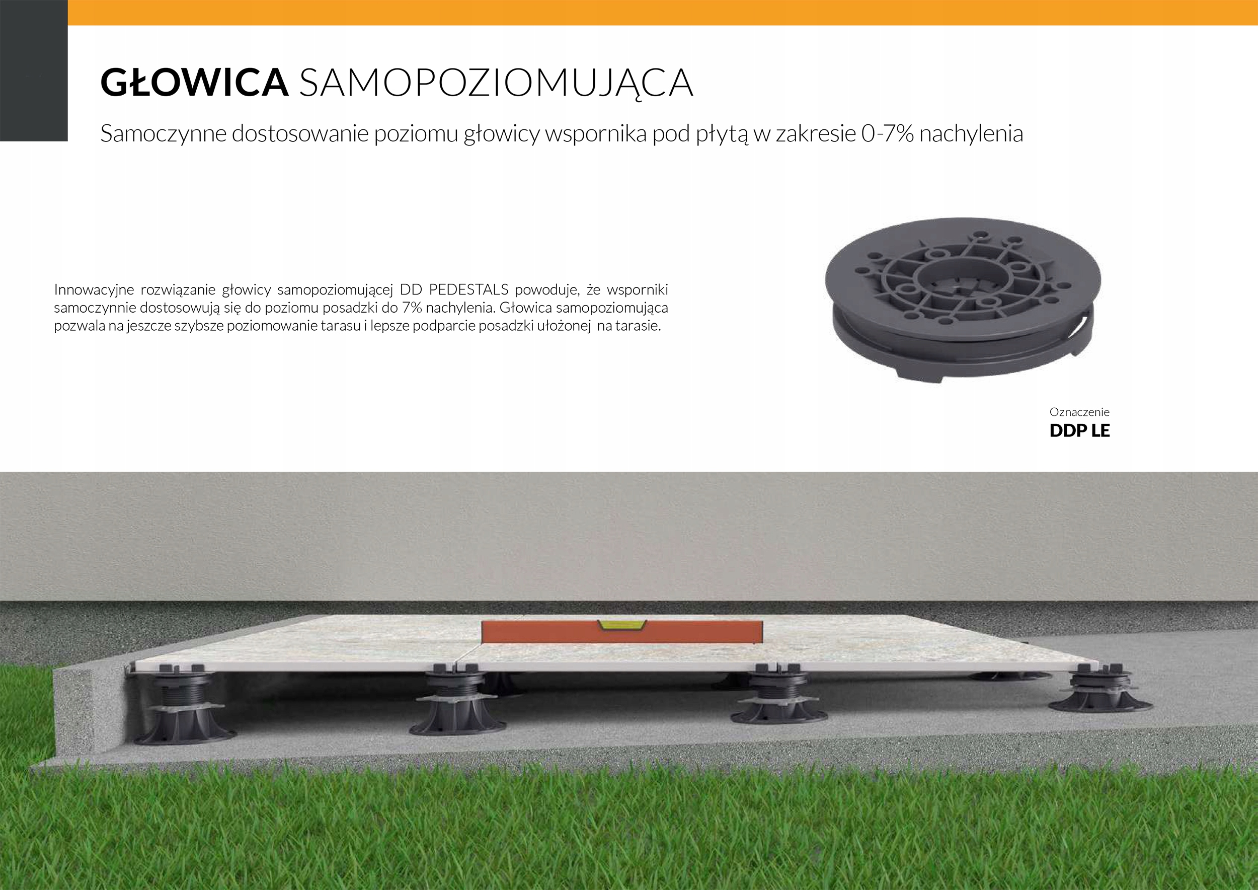 Głowica samopoziomująca do wspornika tarasowego Szerokość 0.11 m