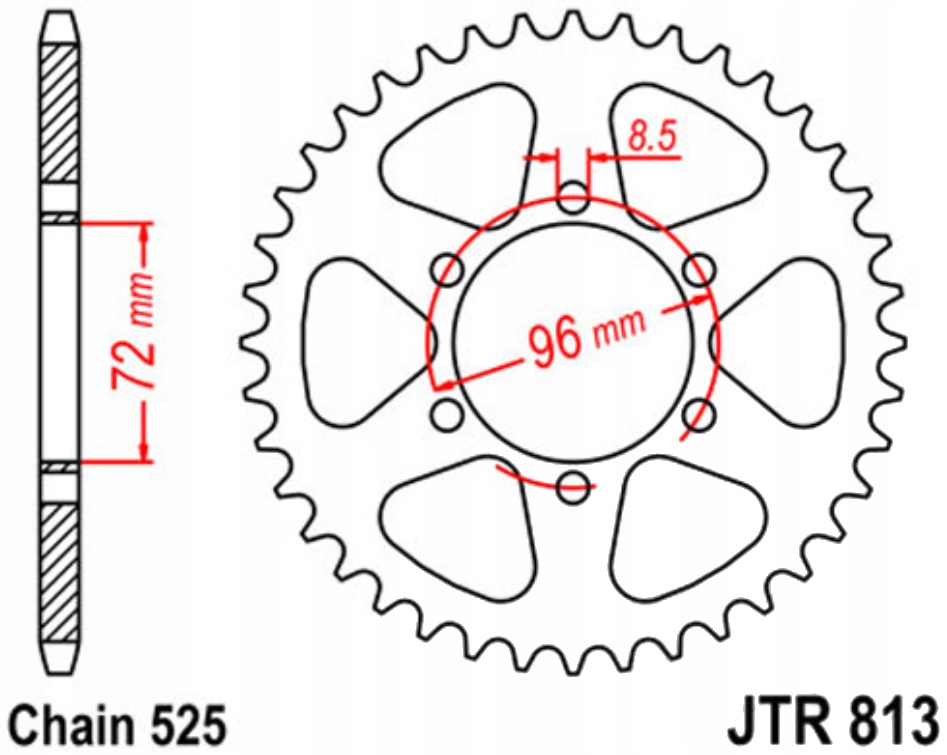 Zadní ozubené kolo Jt R813 39 40Z pro Suzuki Ts 250 71-78