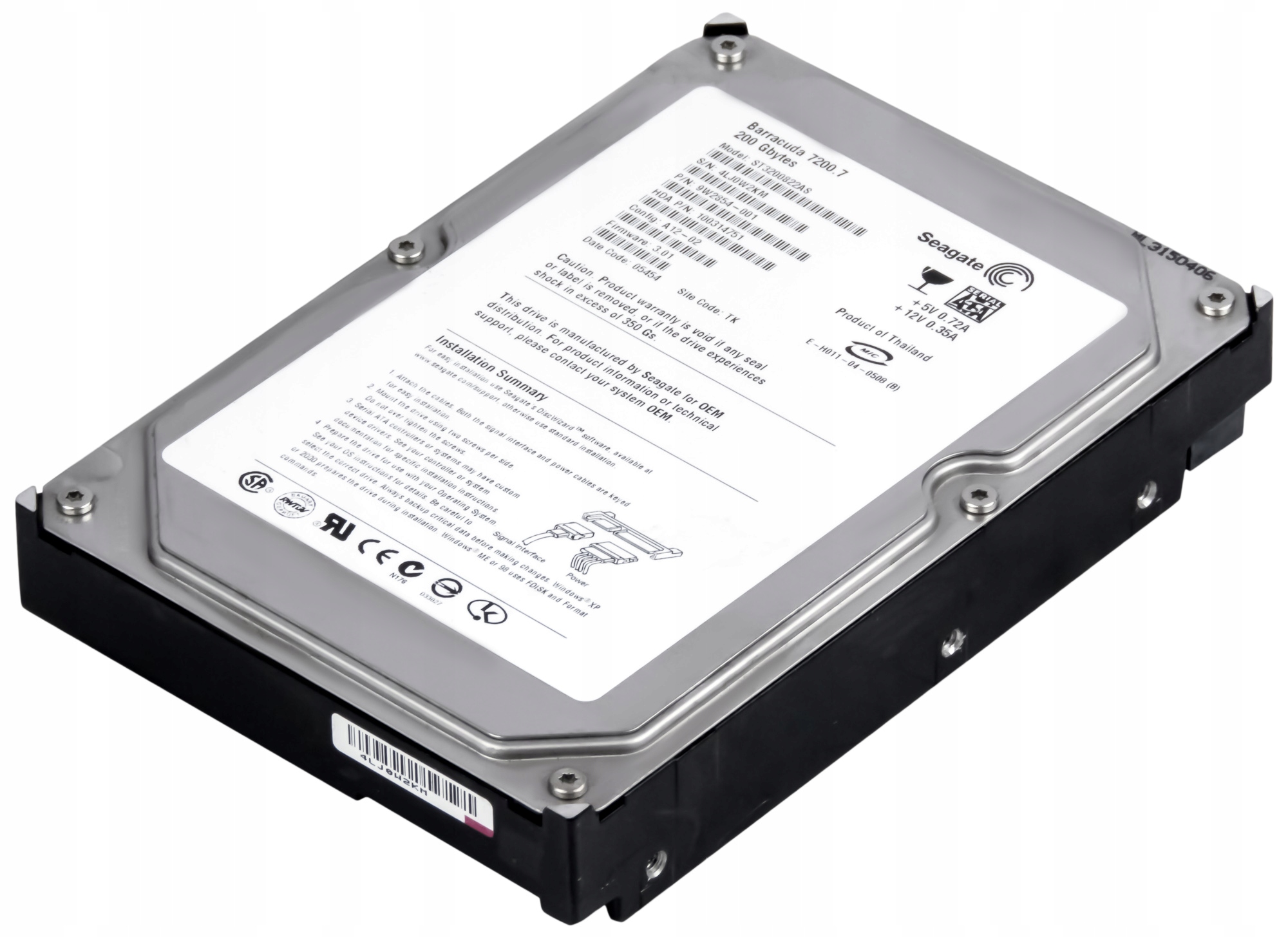 SEAGATE 200GB 7.2k 8MB SATA 3.5'' ST3200822AS Producent Seagate