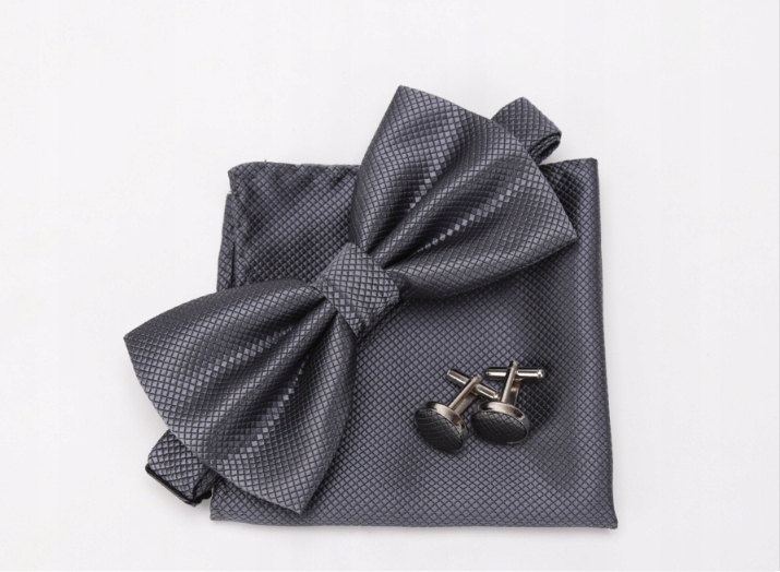 

Piękna Mucha Spinki Poszetka szara