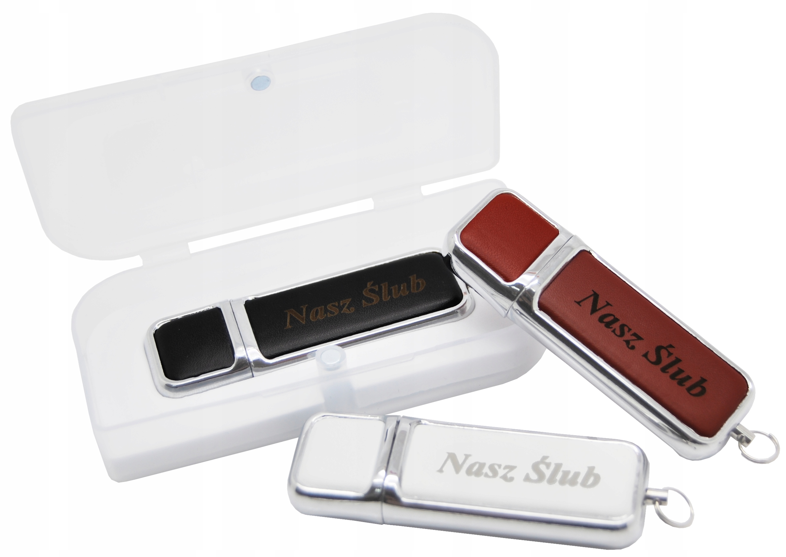 16 GB Skórzany Pendrive + grawer + box