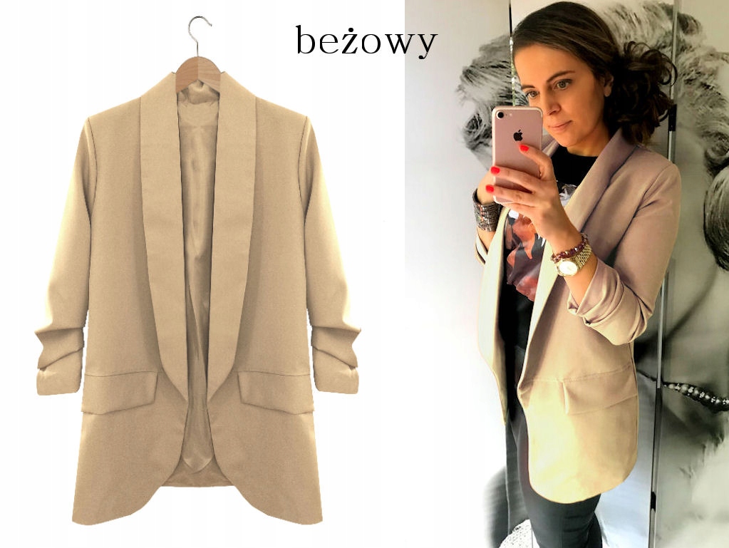 MARYNARKA drapowane rękawy ŻAKIET chaber S/M Rozmiar S/M