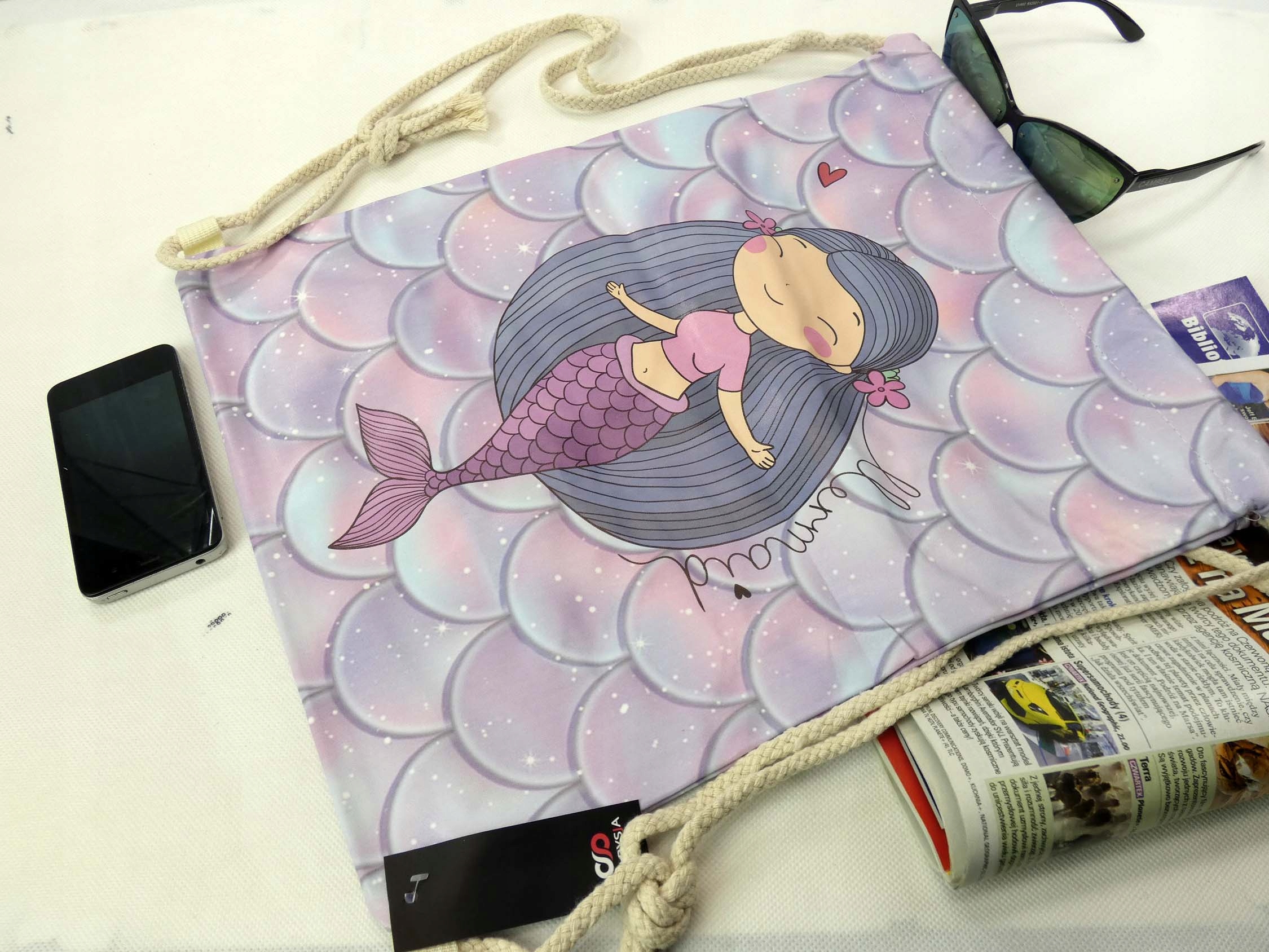 Mocny duży worek plecak torba gumowany syrena Płeć uniseks