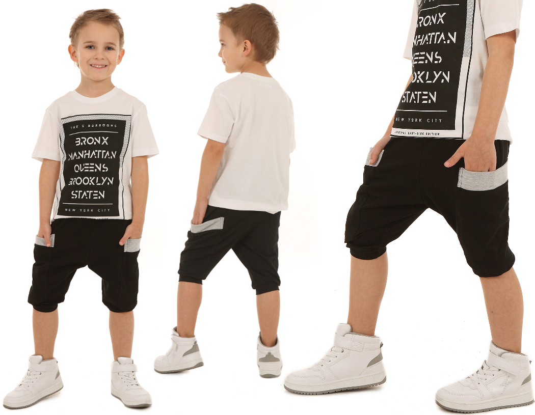 

Baggy, Bojówki 3/4 krótkie spodenki 116-122 Czarny