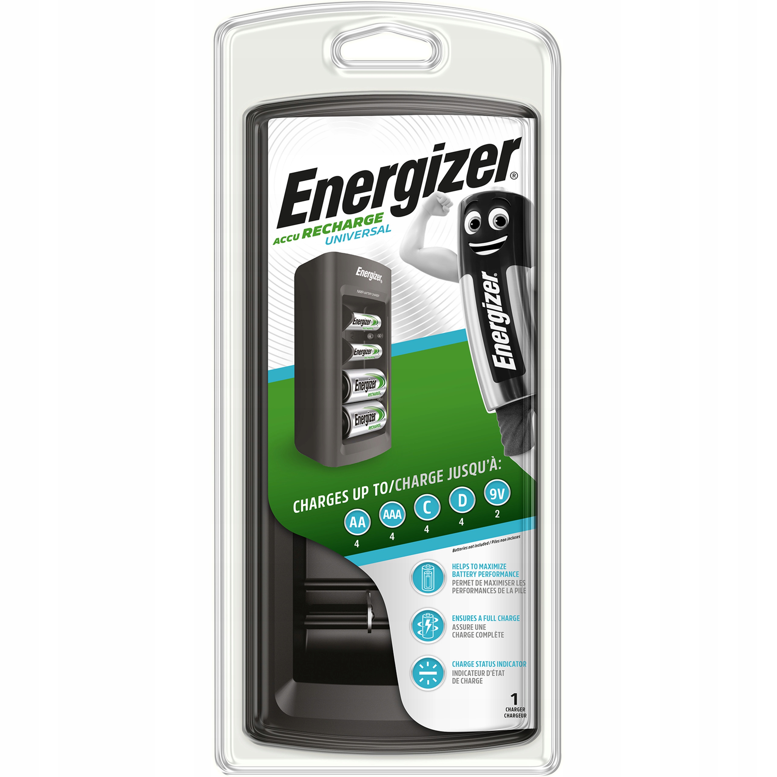 Ładowarka ENERGIZER Universal Akumulatorków AAA R3 AA R6 C R14 D R20 9V EAN (GTIN) 7638900423716
