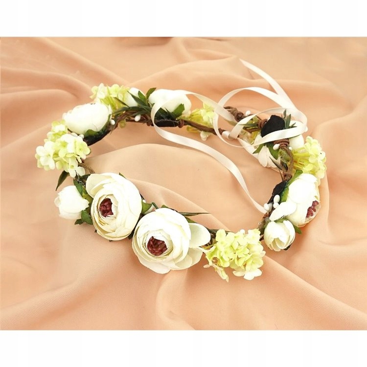 WIANEK BIAŁE KWIATY HORTENSJA PIWONIA W26